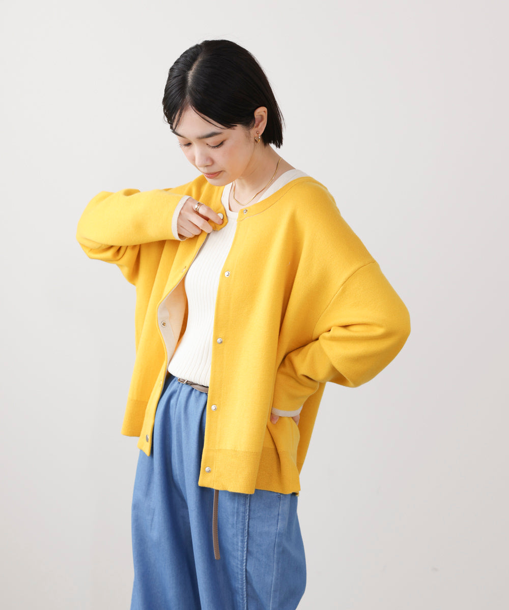 ダブルフェイス配色ニットカーディガン［3/6発送予定］