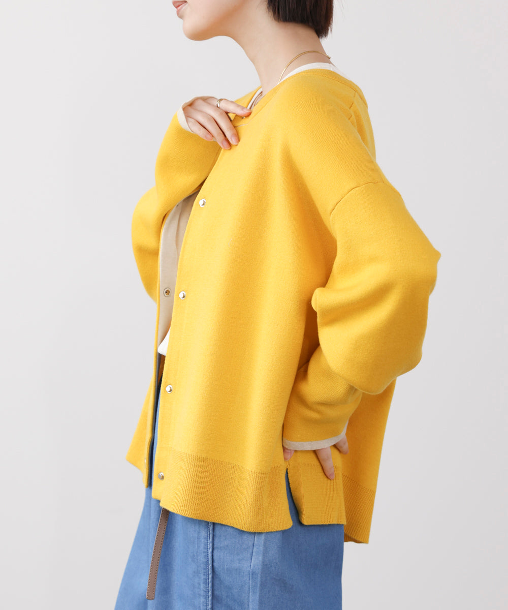 ダブルフェイス配色ニットカーディガン［3/6発送予定］