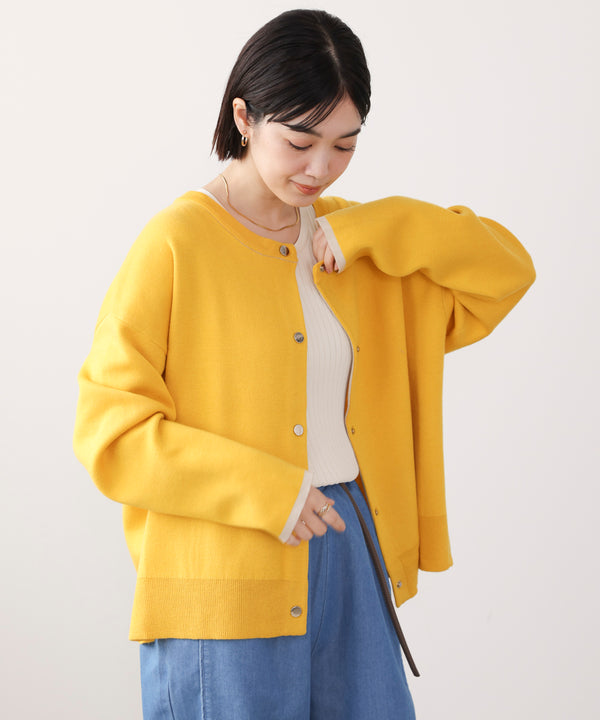 ダブルフェイス配色ニットカーディガン［3/6発送予定］