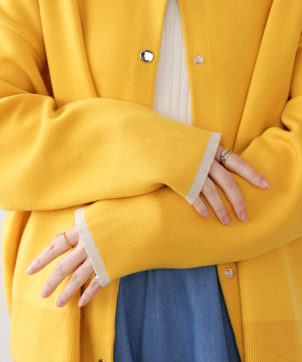 ダブルフェイス配色ニットカーディガン［3/6発送予定］