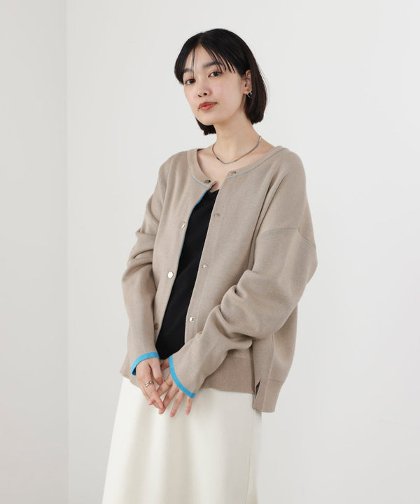 ダブルフェイス配色ニットカーディガン［3/6発送予定］