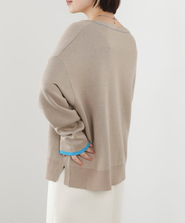 ダブルフェイス配色ニットカーディガン［3/6発送予定］