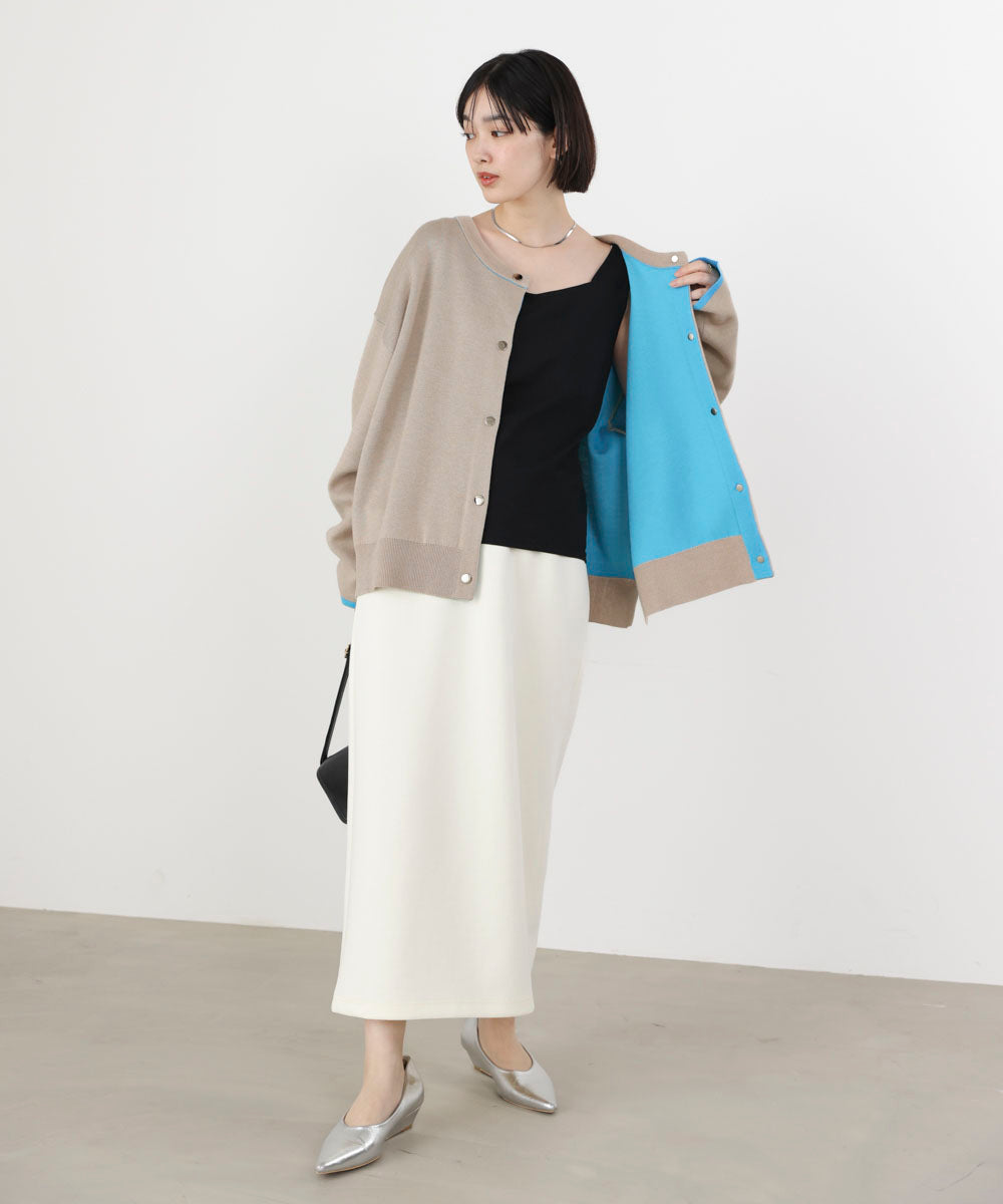 ダブルフェイス配色ニットカーディガン［3/6発送予定］