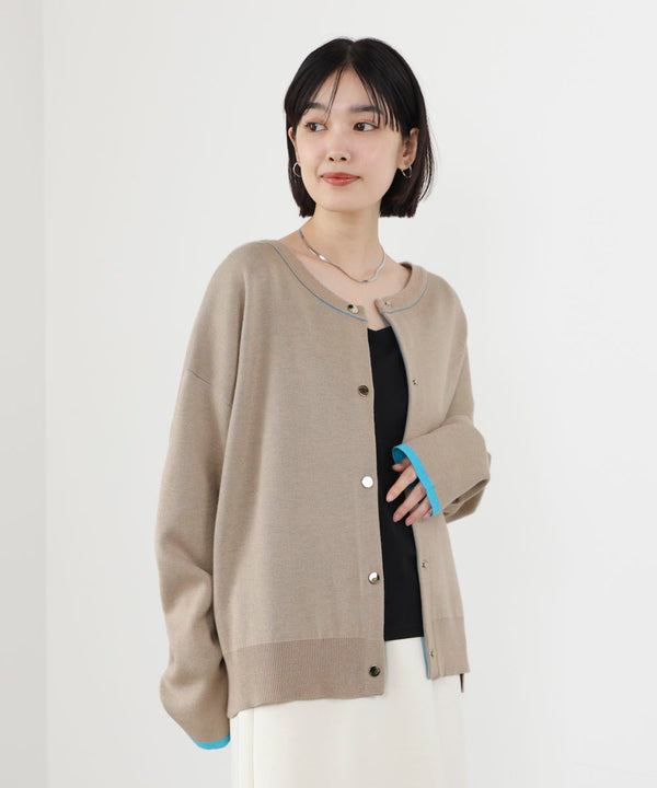 ダブルフェイス配色ニットカーディガン［3/6発送予定］