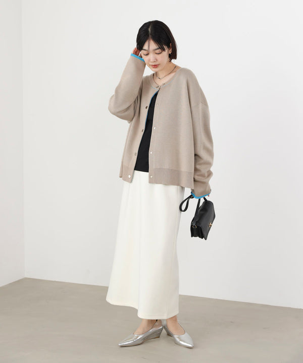 ダブルフェイス配色ニットカーディガン［3/6発送予定］