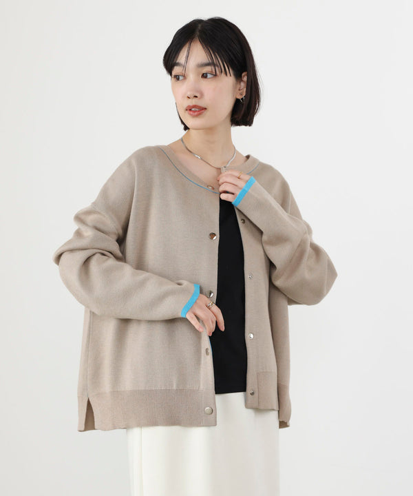 ダブルフェイス配色ニットカーディガン［3/6発送予定］