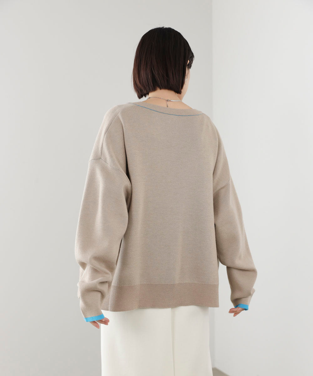 ダブルフェイス配色ニットカーディガン［3/6発送予定］