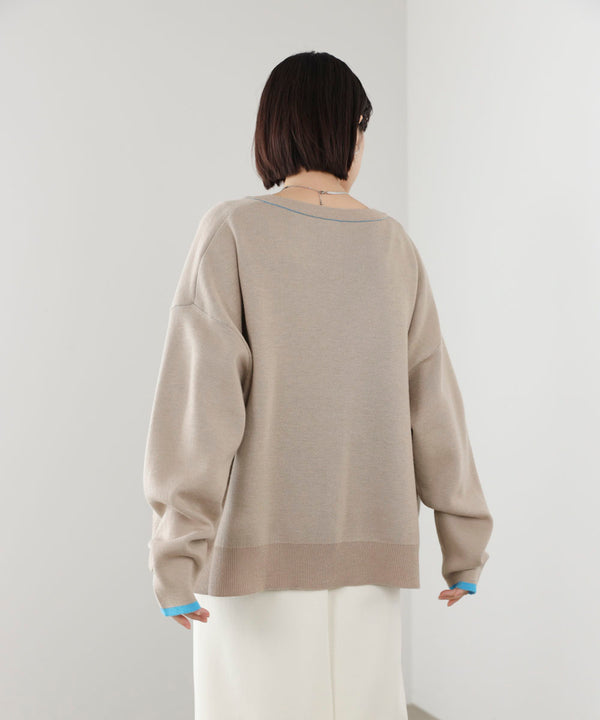 ダブルフェイス配色ニットカーディガン［3/6発送予定］