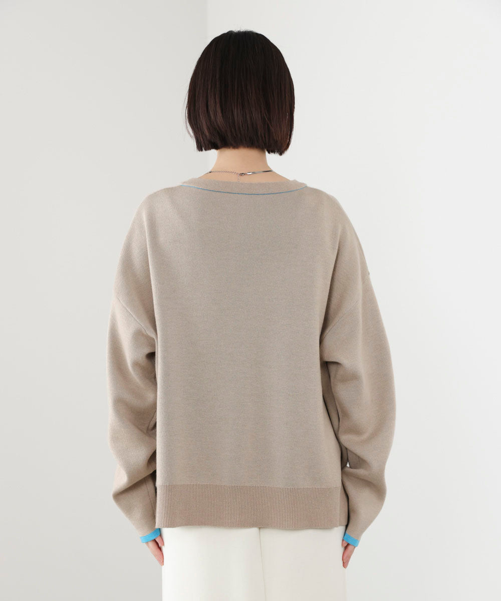 ダブルフェイス配色ニットカーディガン［3/6発送予定］