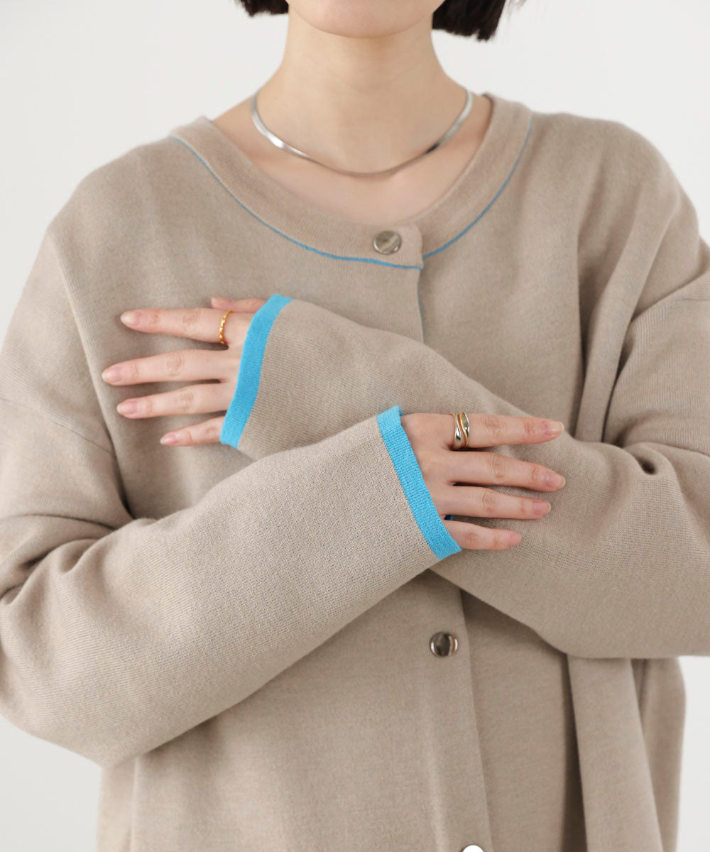 ダブルフェイス配色ニットカーディガン［3/6発送予定］