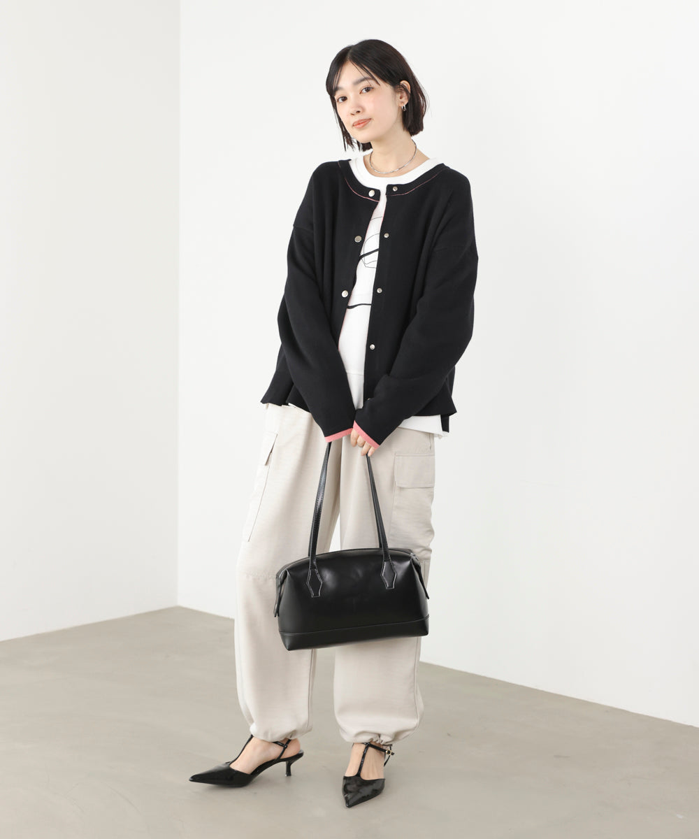 ダブルフェイス配色ニットカーディガン［3/6発送予定］