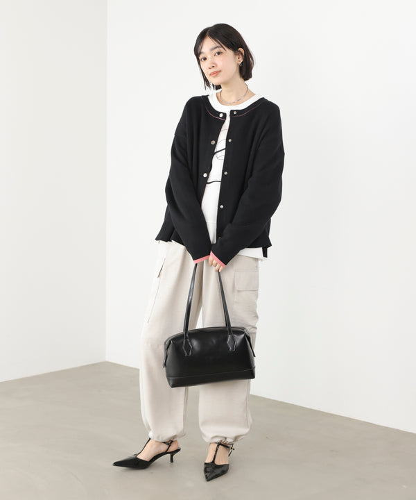 ダブルフェイス配色ニットカーディガン［3/6発送予定］