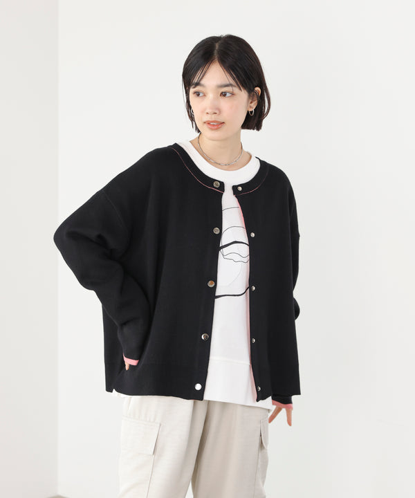 ダブルフェイス配色ニットカーディガン［3/6発送予定］