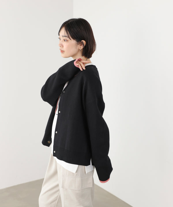 ダブルフェイス配色ニットカーディガン［3/6発送予定］
