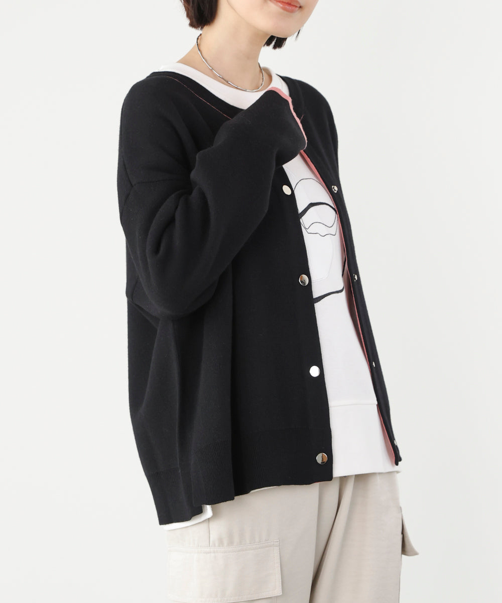 ダブルフェイス配色ニットカーディガン［3/6発送予定］