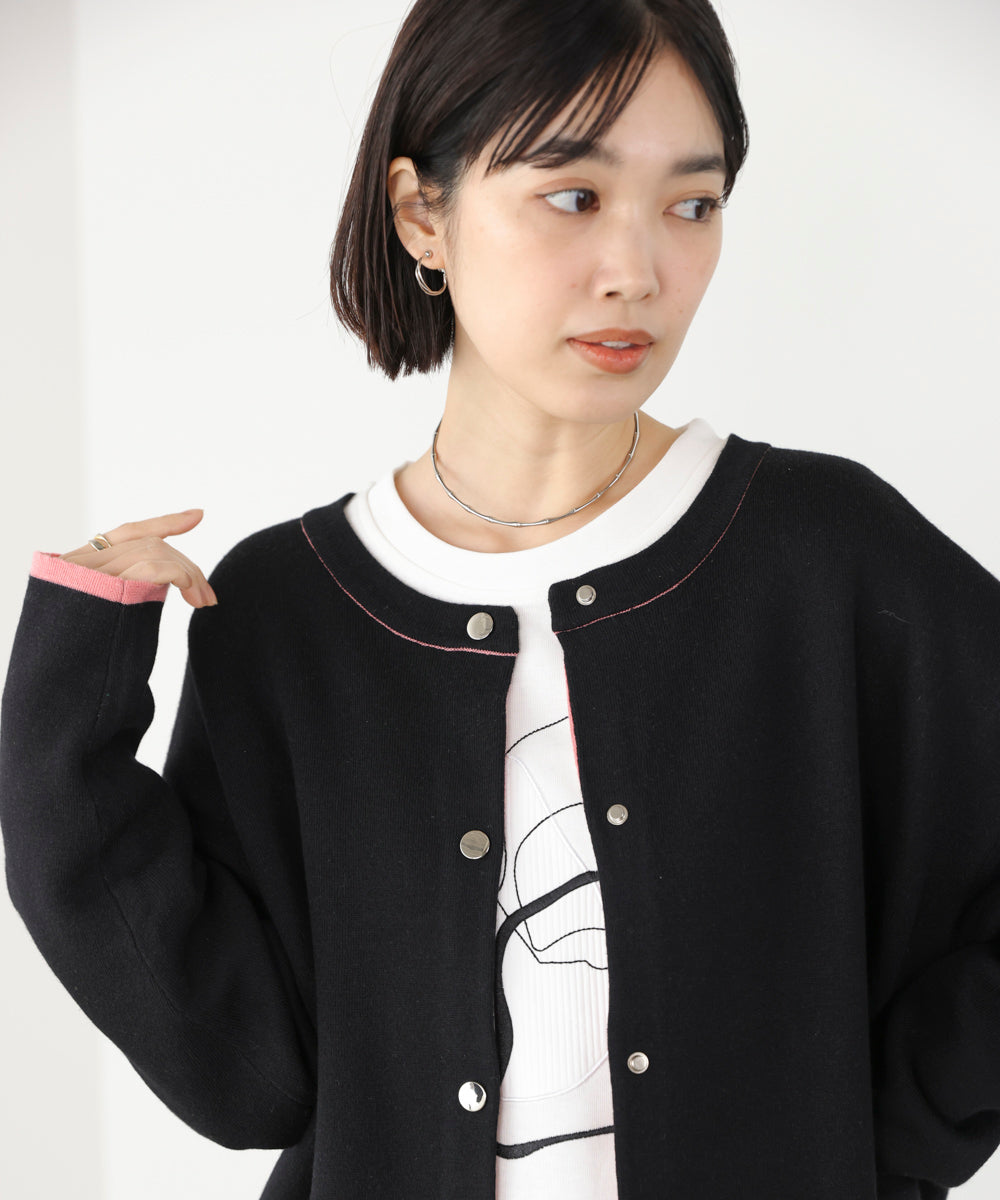 ダブルフェイス配色ニットカーディガン［3/6発送予定］