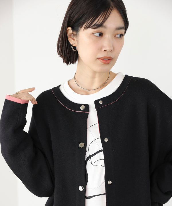 ダブルフェイス配色ニットカーディガン［3/6発送予定］