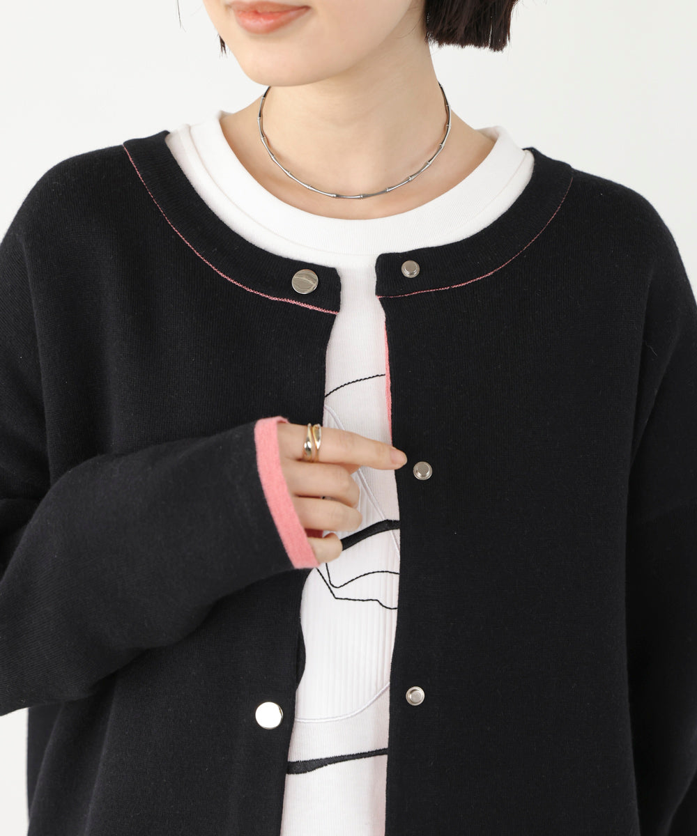 ダブルフェイス配色ニットカーディガン［3/6発送予定］