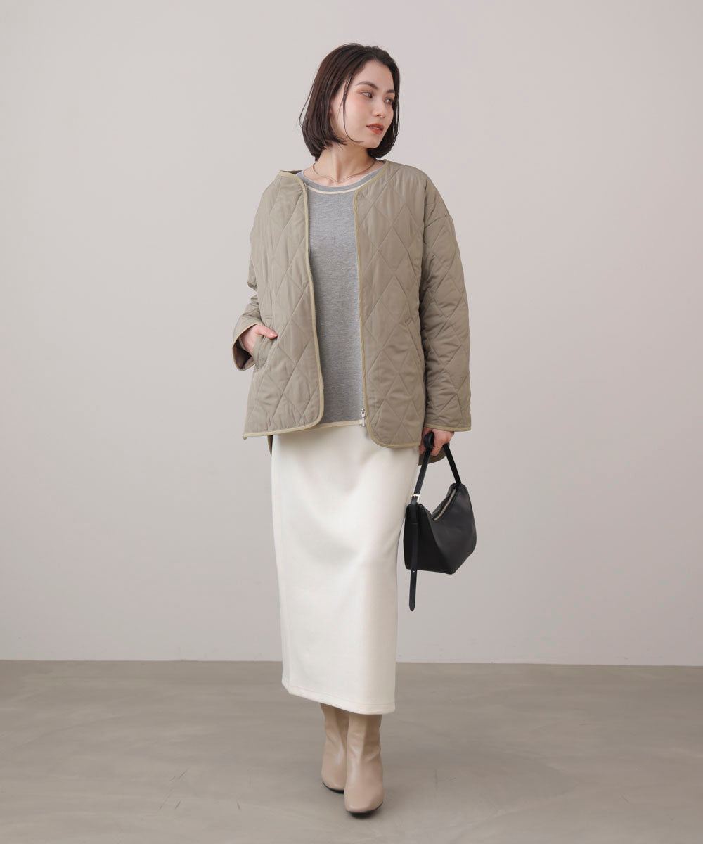 リバーシブルダブル丸首ポンチョ風ニット