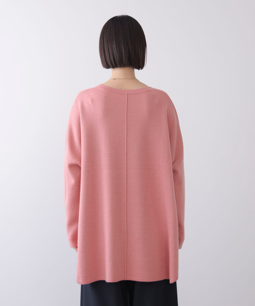 リバーシブルダブル丸首ポンチョ風ニット