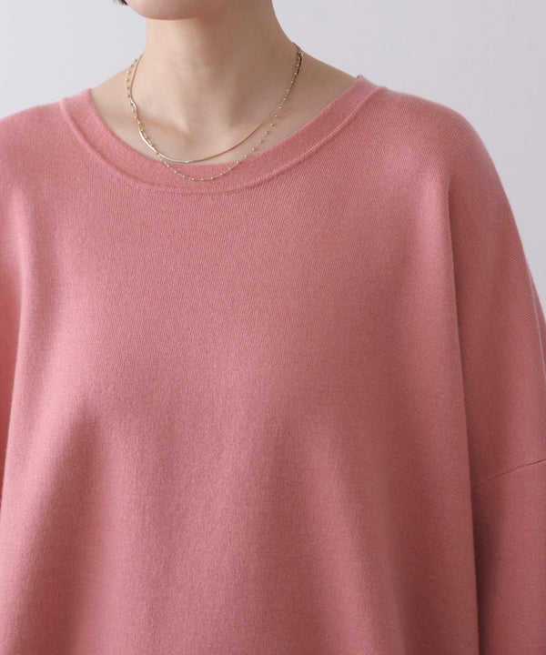 リバーシブルダブル丸首ポンチョ風ニット