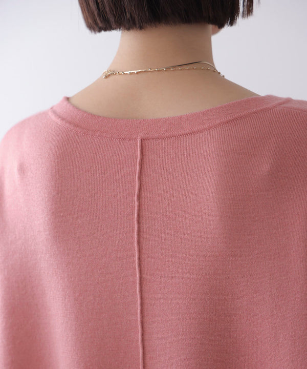 リバーシブルダブル丸首ポンチョ風ニット