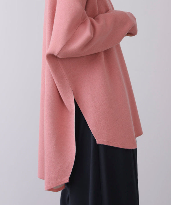 リバーシブルダブル丸首ポンチョ風ニット