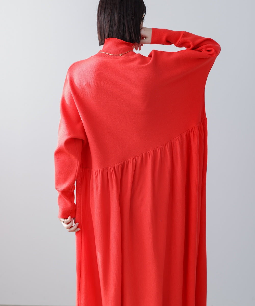 ギャザーニットワンピース［3/6発送予定］