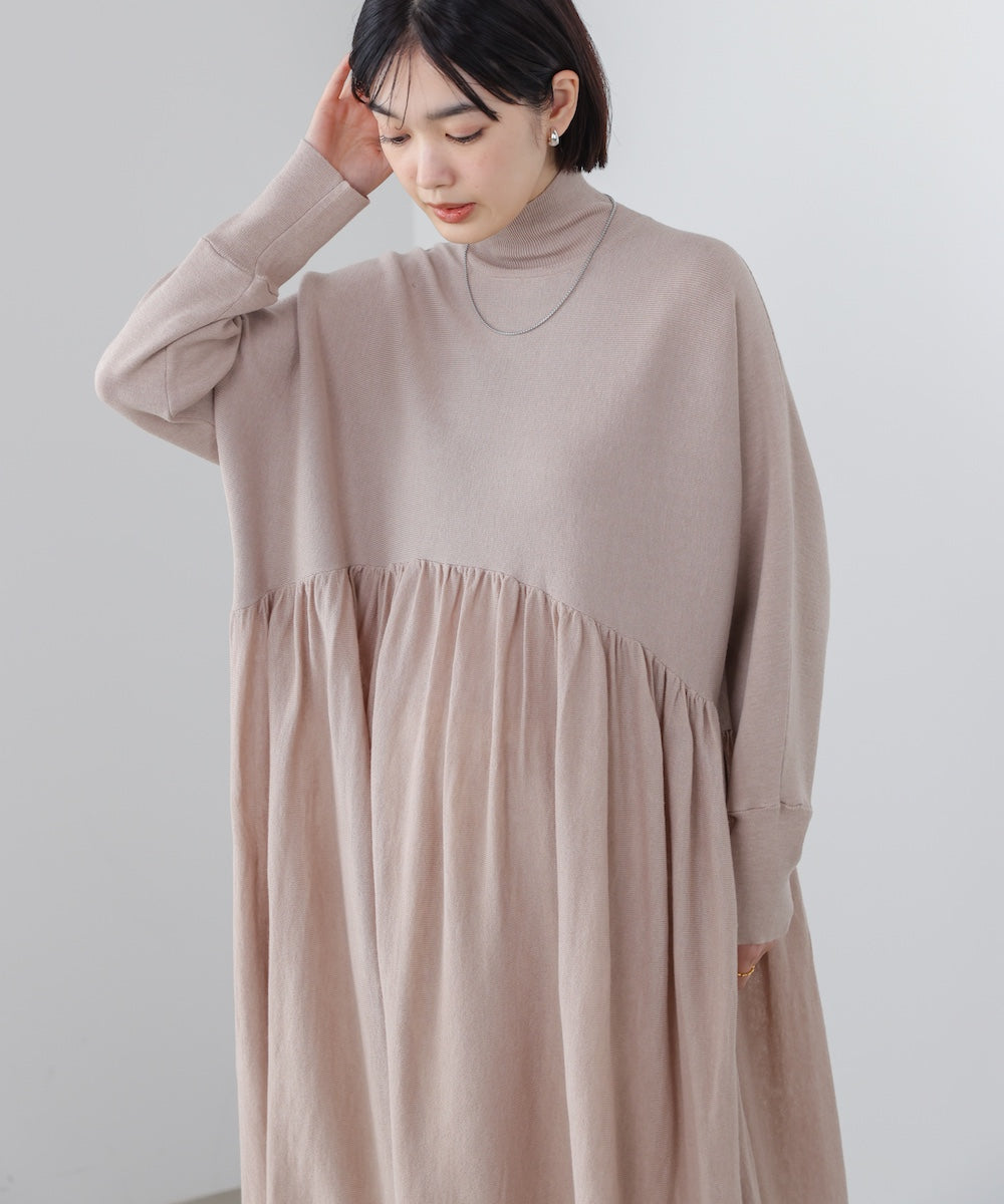 ギャザーニットワンピース［3/6発送予定］