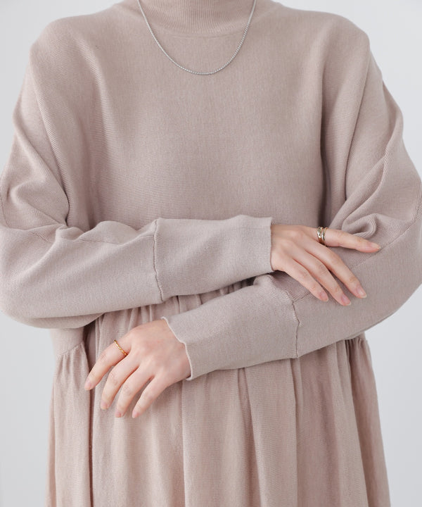 ギャザーニットワンピース［3/6発送予定］