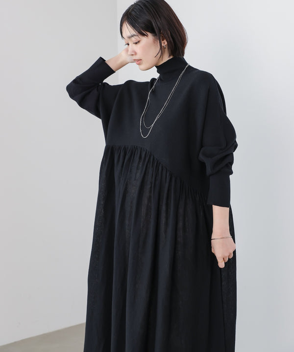 ギャザーニットワンピース［3/6発送予定］