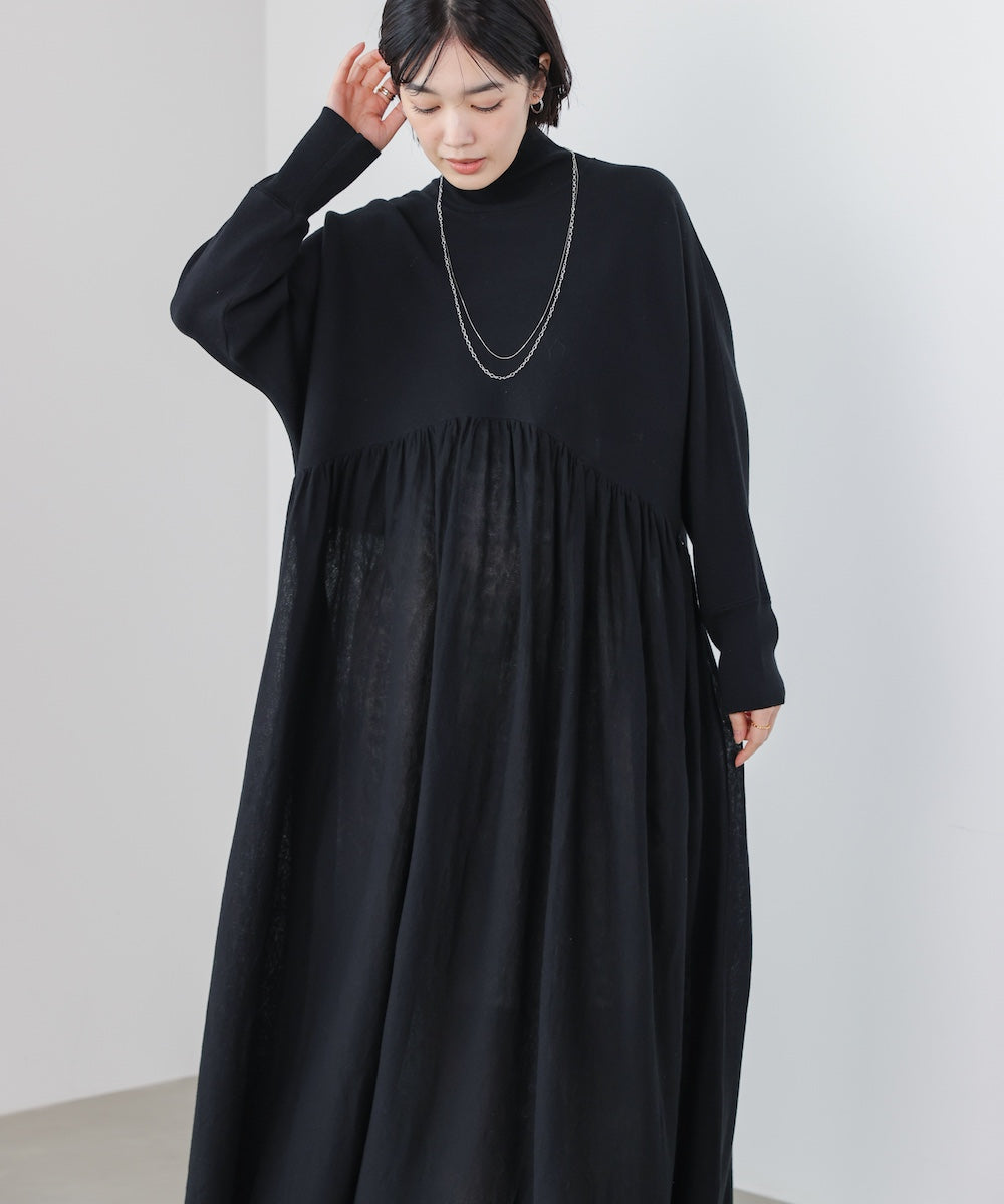 ギャザーニットワンピース［3/6発送予定］