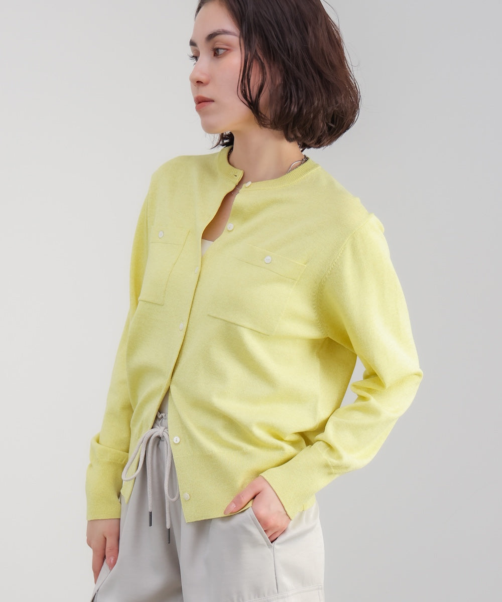 マイクロラメ丸首ニットカーディガン［2/23発送予定］