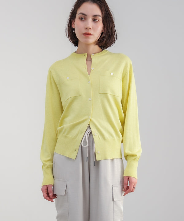 マイクロラメ丸首ニットカーディガン［2/23発送予定］