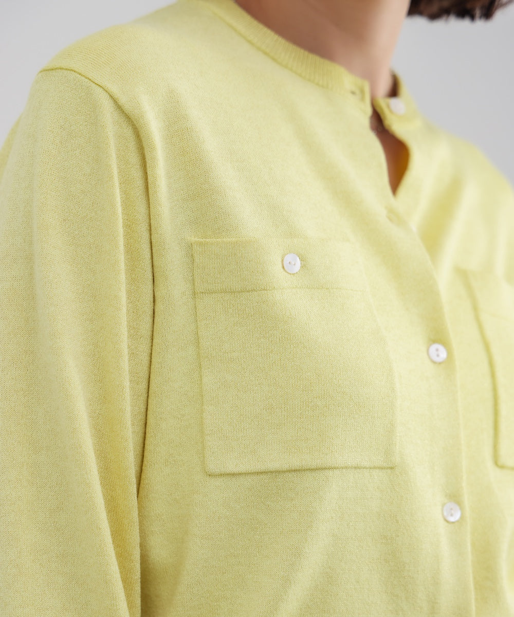 マイクロラメ丸首ニットカーディガン［2/23発送予定］