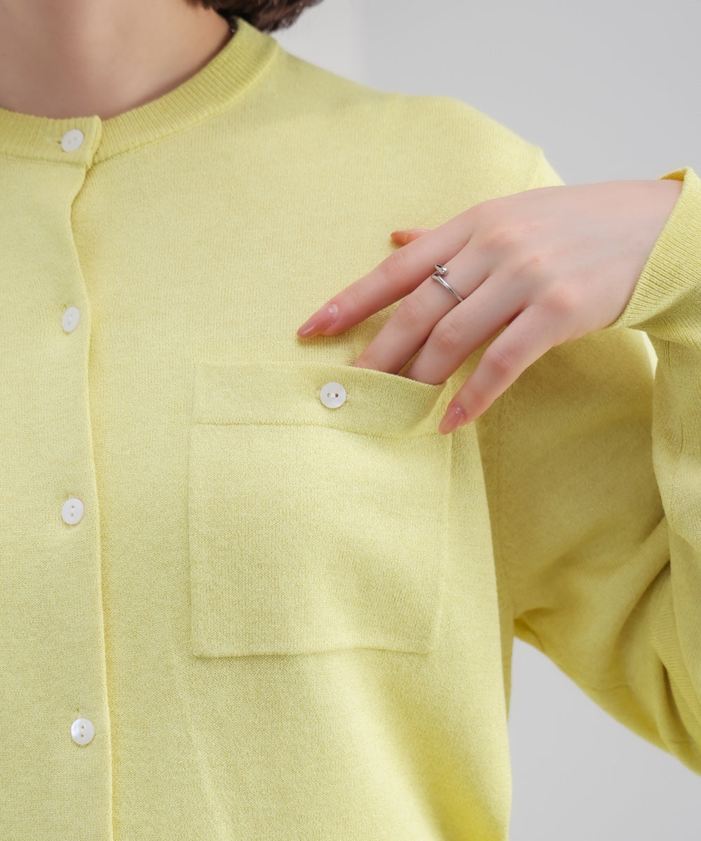 マイクロラメ丸首ニットカーディガン［2/23発送予定］