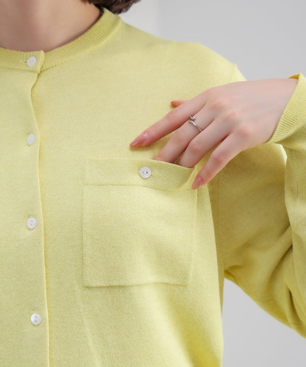 マイクロラメ丸首ニットカーディガン［2/23発送予定］