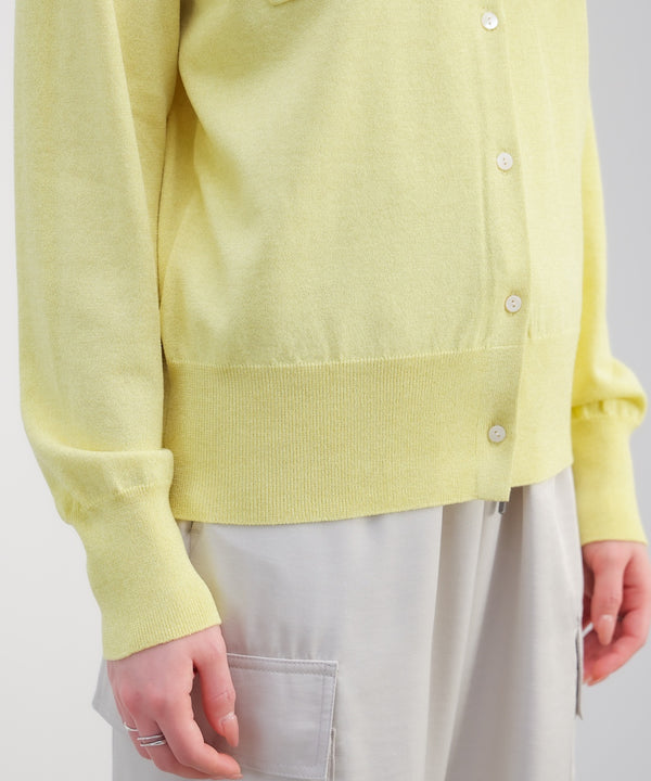 マイクロラメ丸首ニットカーディガン［2/23発送予定］