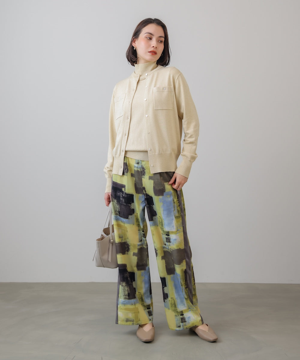 マイクロラメ丸首ニットカーディガン［2/23発送予定］