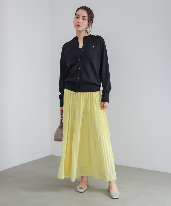 マイクロラメ丸首ニットカーディガン［2/23発送予定］