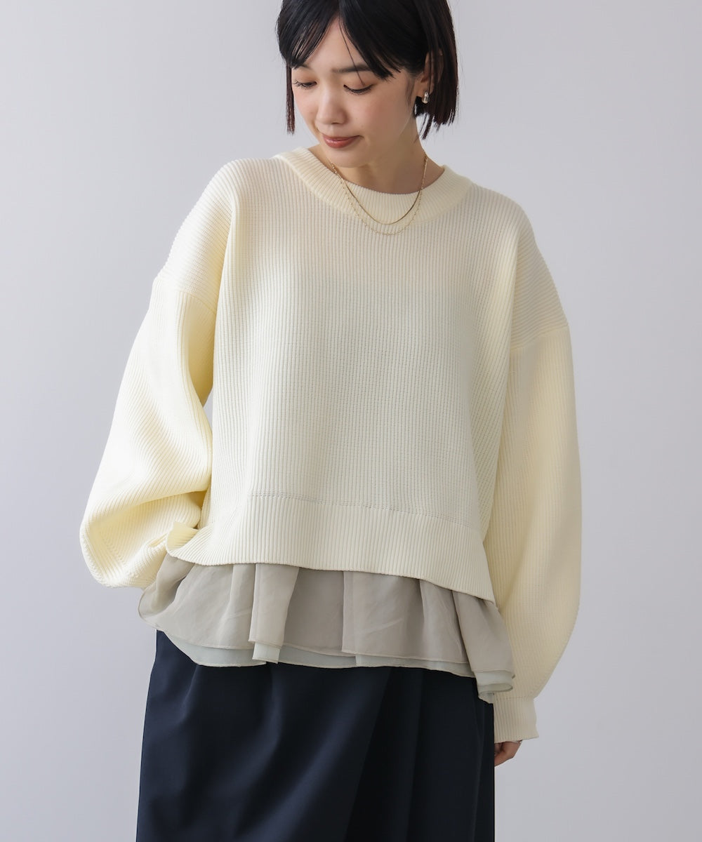 WEB限定】軽量レイヤードニットプルオーバー