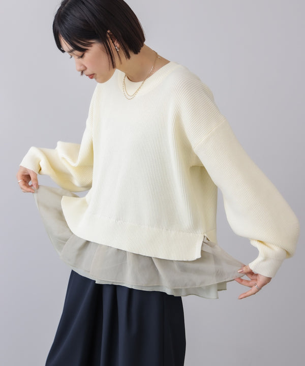 軽量レイヤードニットプルオーバー［2/6発送予定］
