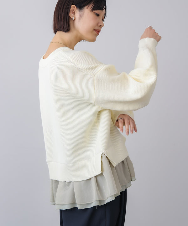 軽量レイヤードニットプルオーバー［2/6発送予定］