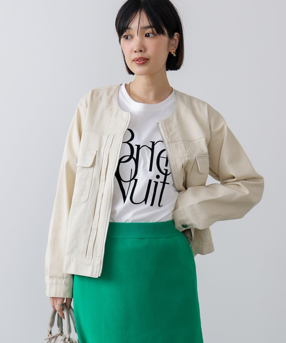 デニムノーカラージャケット［2/18発送予定］