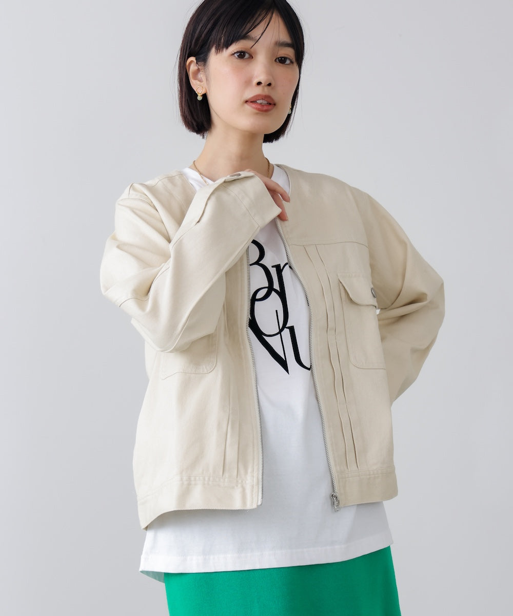 デニムノーカラージャケット