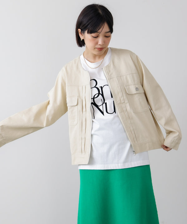 デニムノーカラージャケット