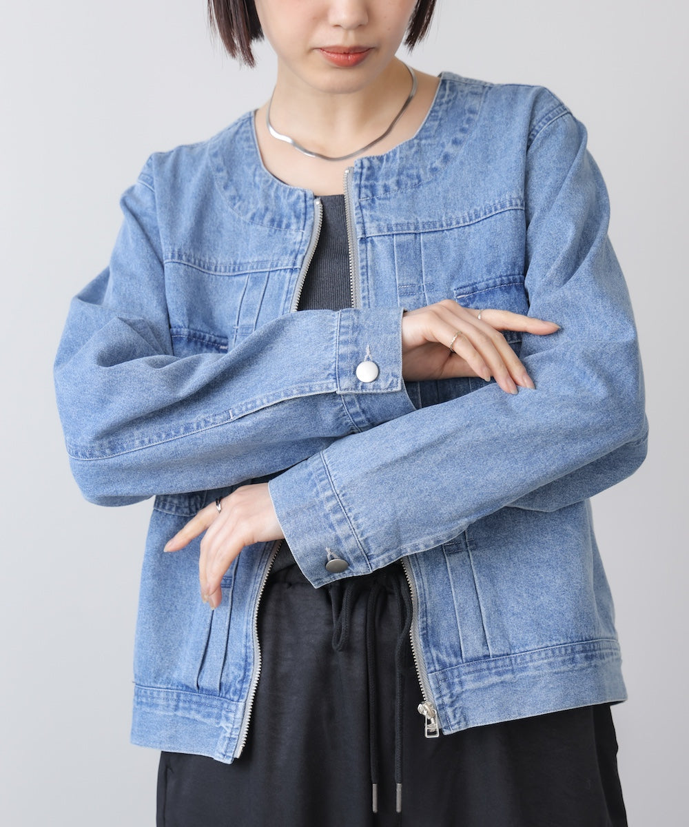 デニムノーカラージャケット