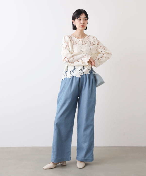 ライトデニムイージーワイドパンツ［2/20発送予定］