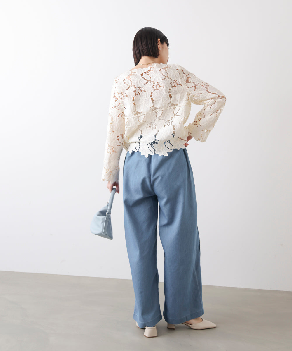 ライトデニムイージーワイドパンツ［2/20発送予定］