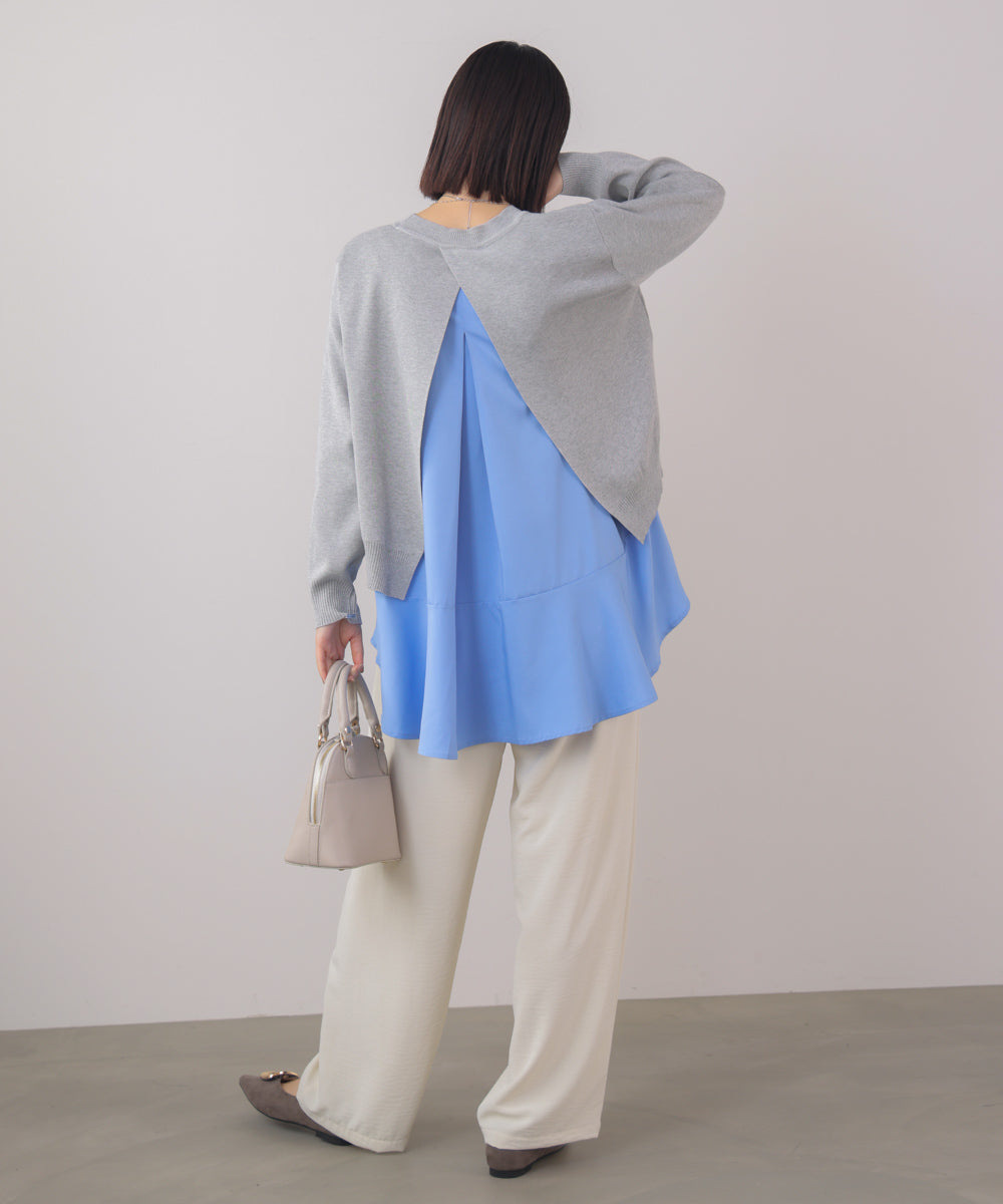 ル フィル レイヤードデザイントップス トレーナー グレージュ 1 IBO84 HUG.U（ハグユー） スウェット ロング 配色 1レディース トップス 無地